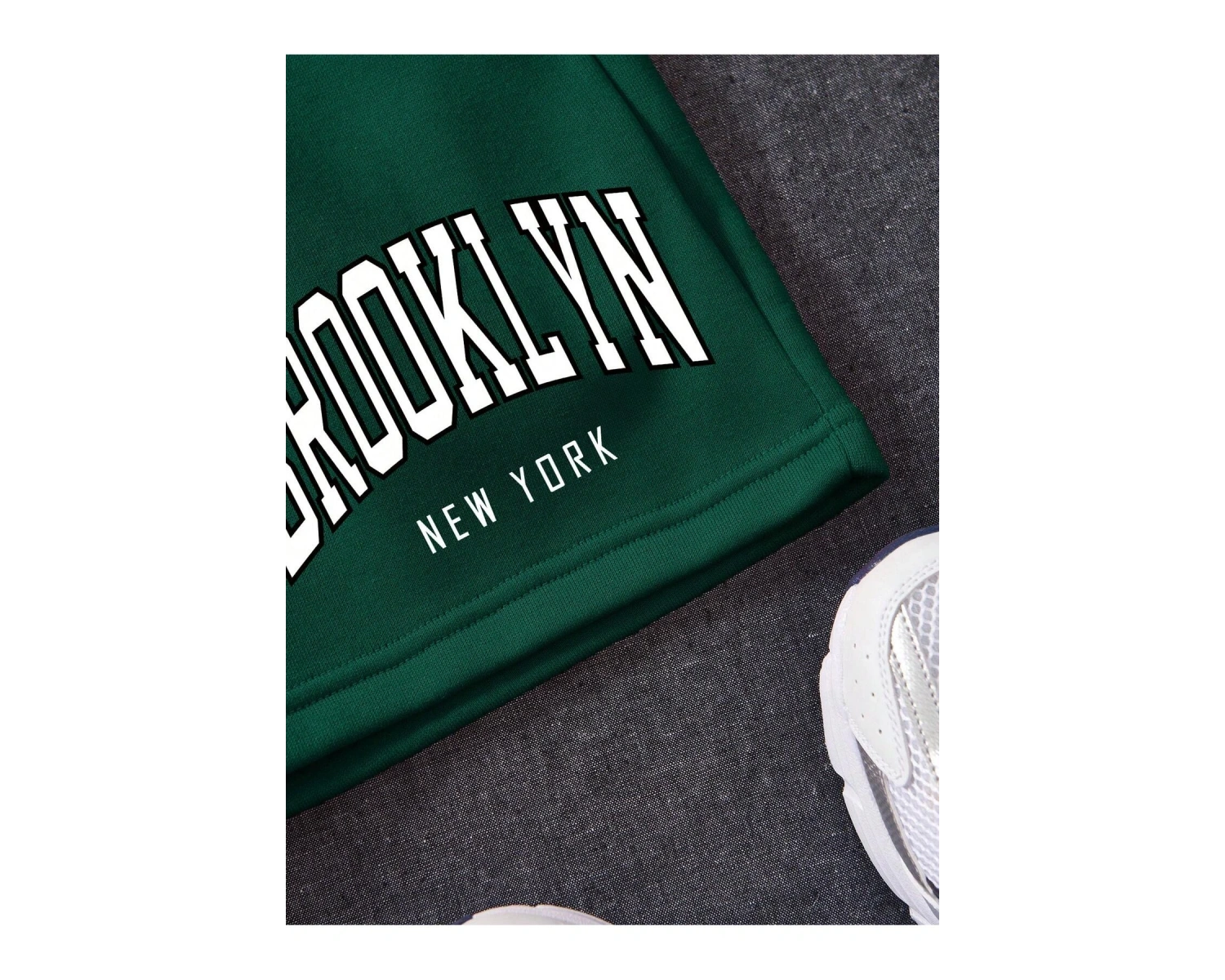 Letter Graphic Drawstring Waist Track Şort