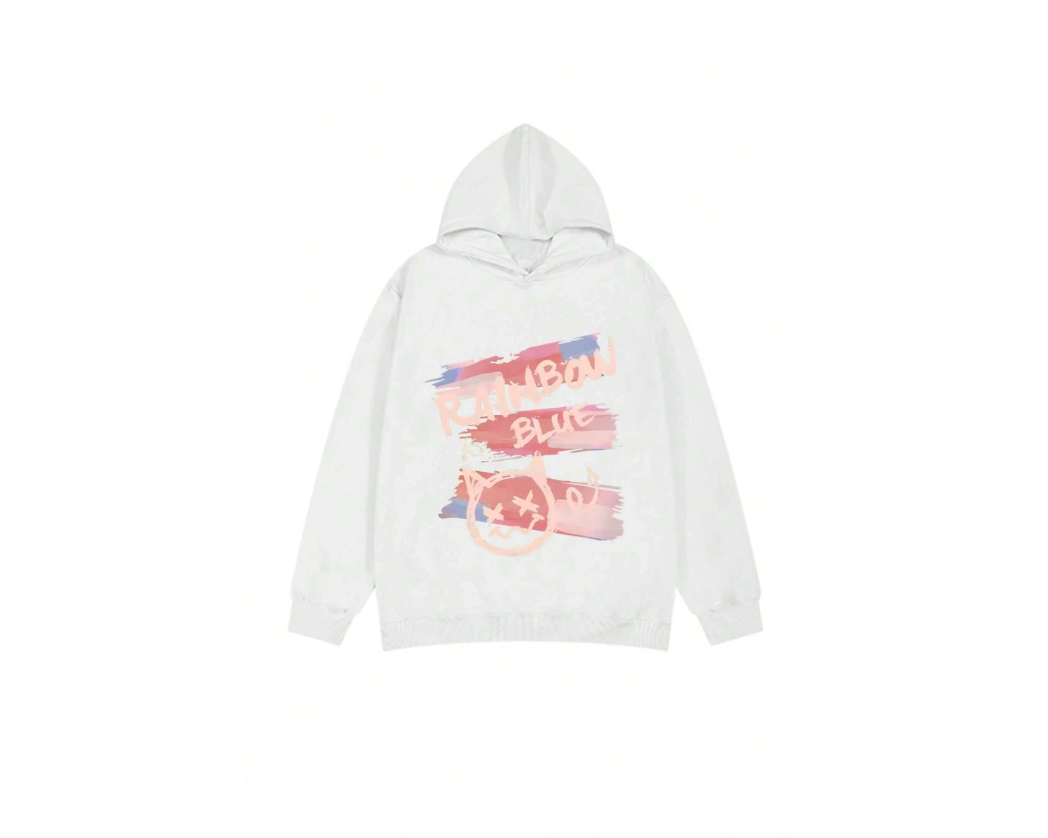 Letter Graphic Drop Shoulder Oversized Hoodie Beyaz