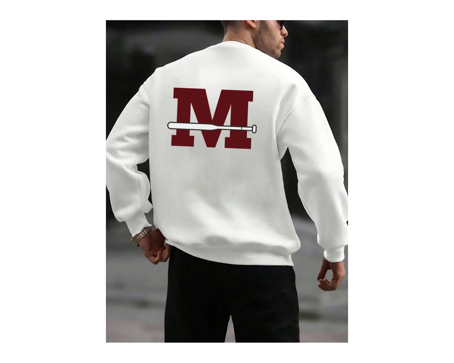 Letter Graphic Drop Shoulder Sweatshirt Beyaz