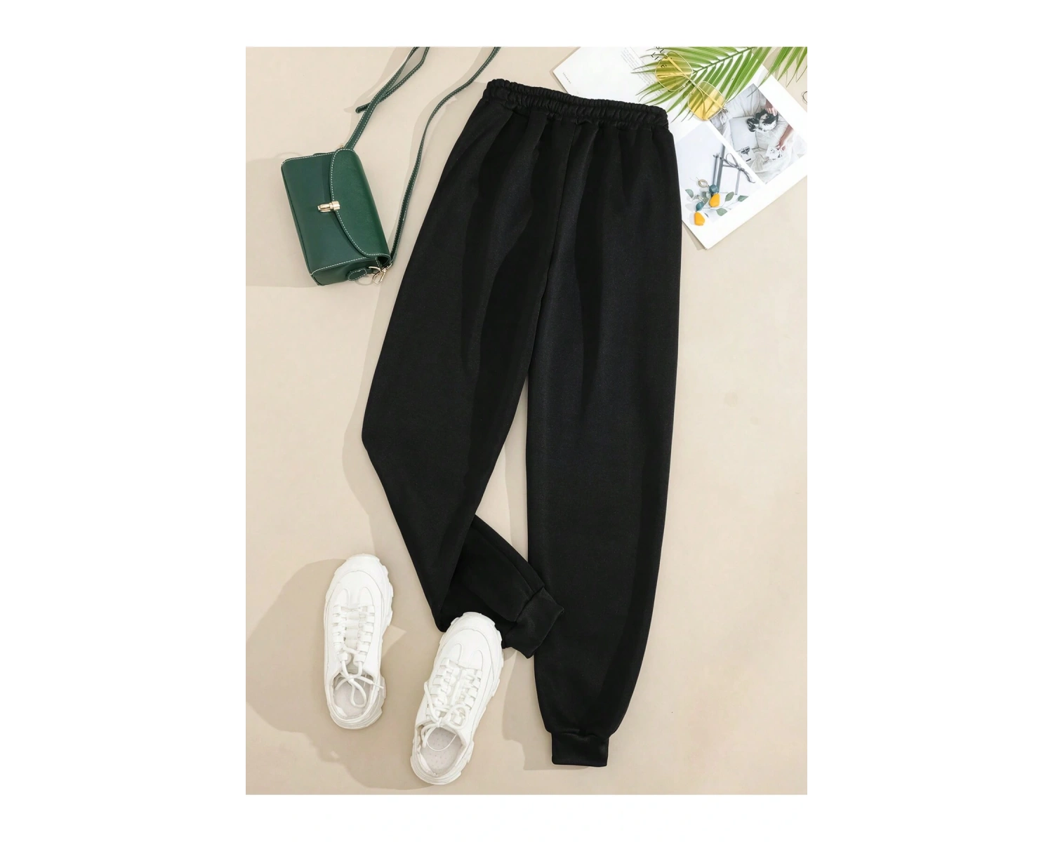 Letter Graphic Elastic Waist 4 Mevsim Eşofman