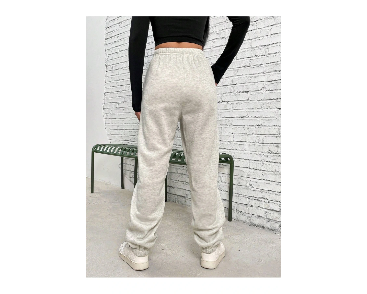 Letter Graphic Elastic Waist 4 Mevsim Eşofman