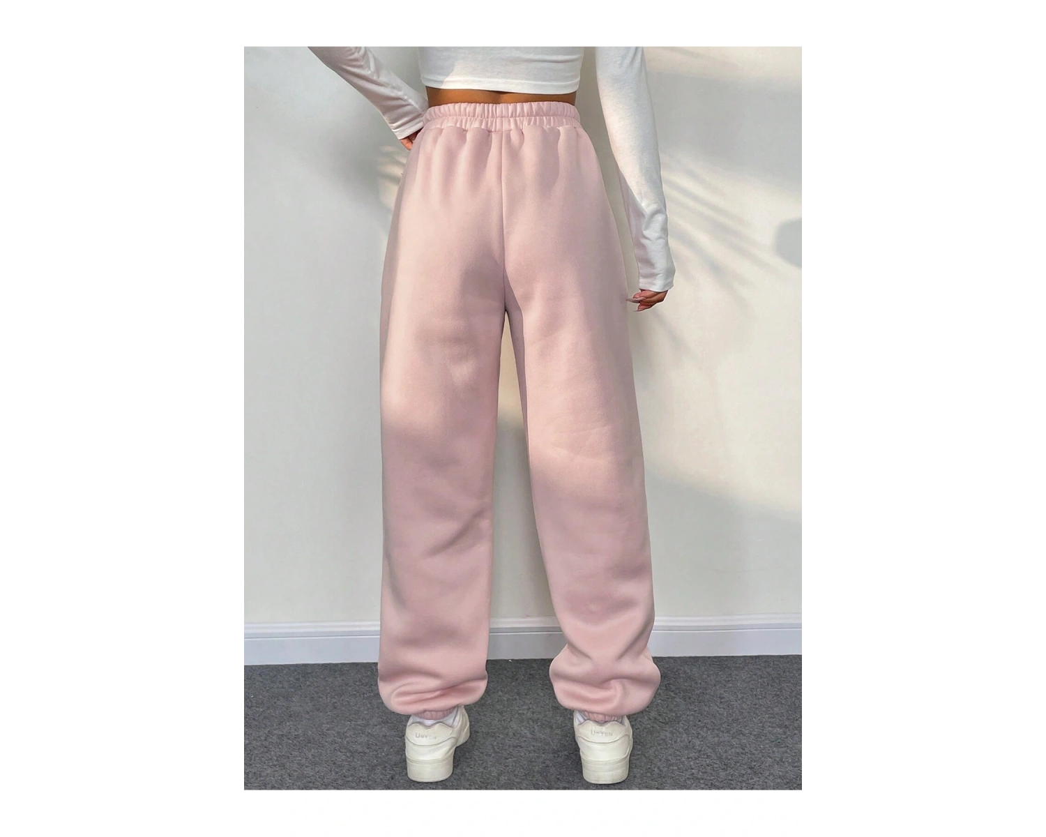 Letter Graphic Elastic Waist 4 Mevsim Eşofman