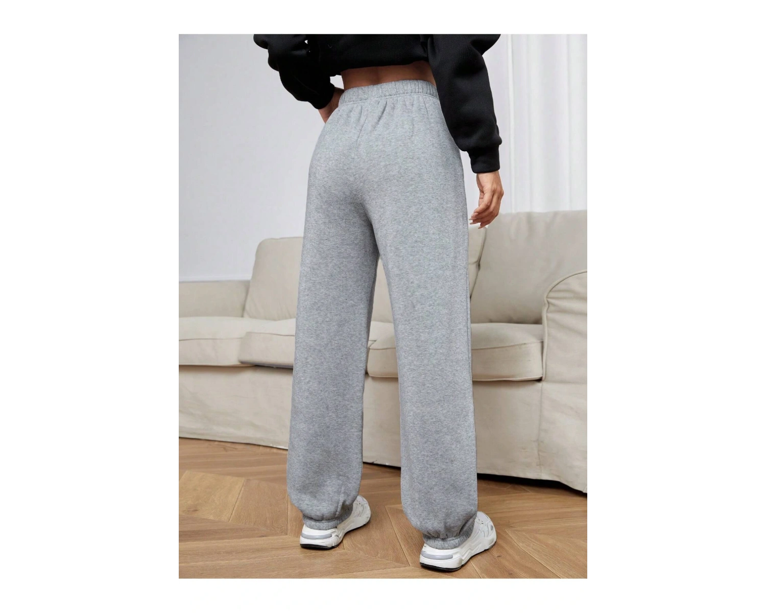 Letter Graphic Elastic Waist 4 Mevsim Eşofman