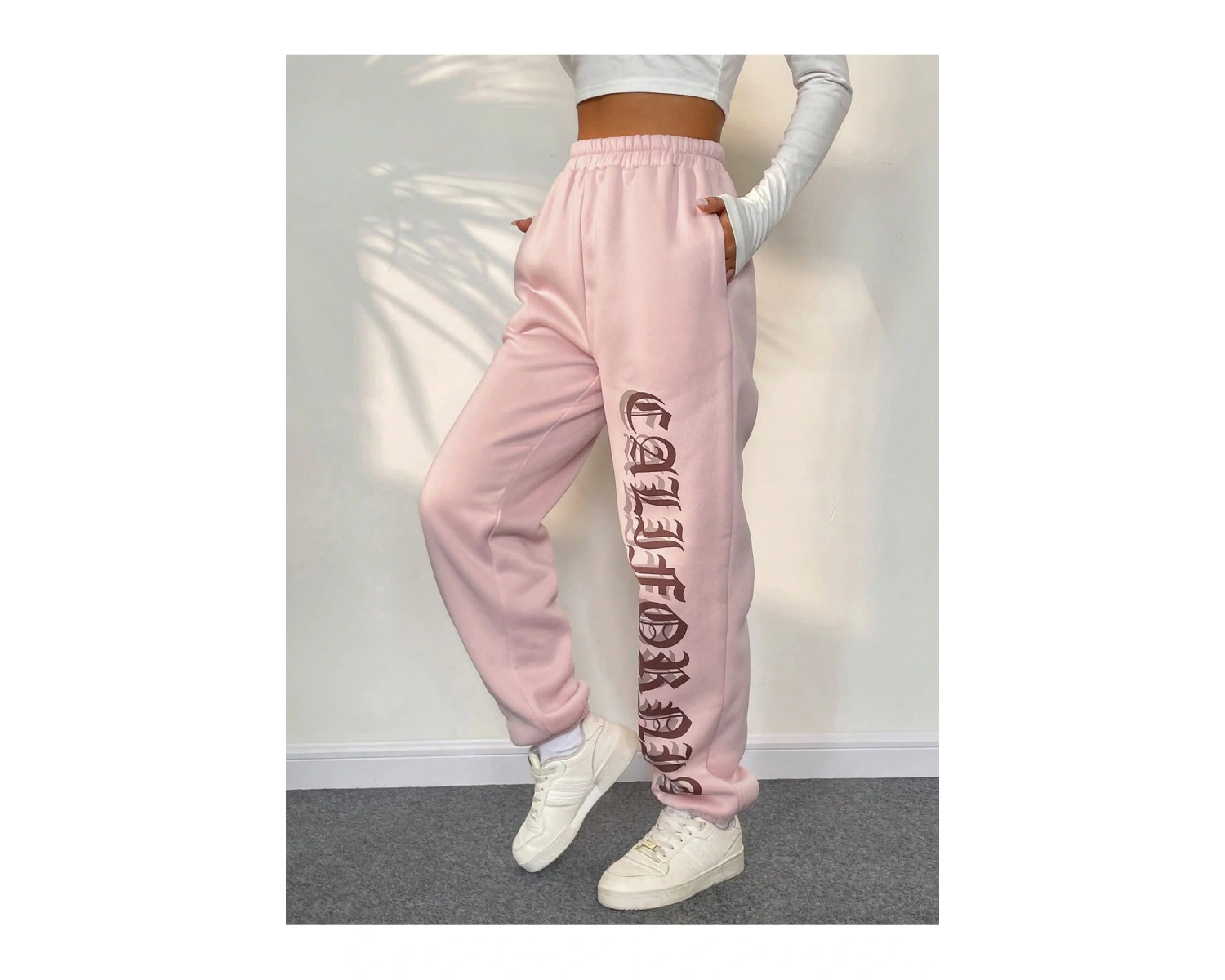 Letter Graphic Elastic Waist 4 Mevsim Eşofman