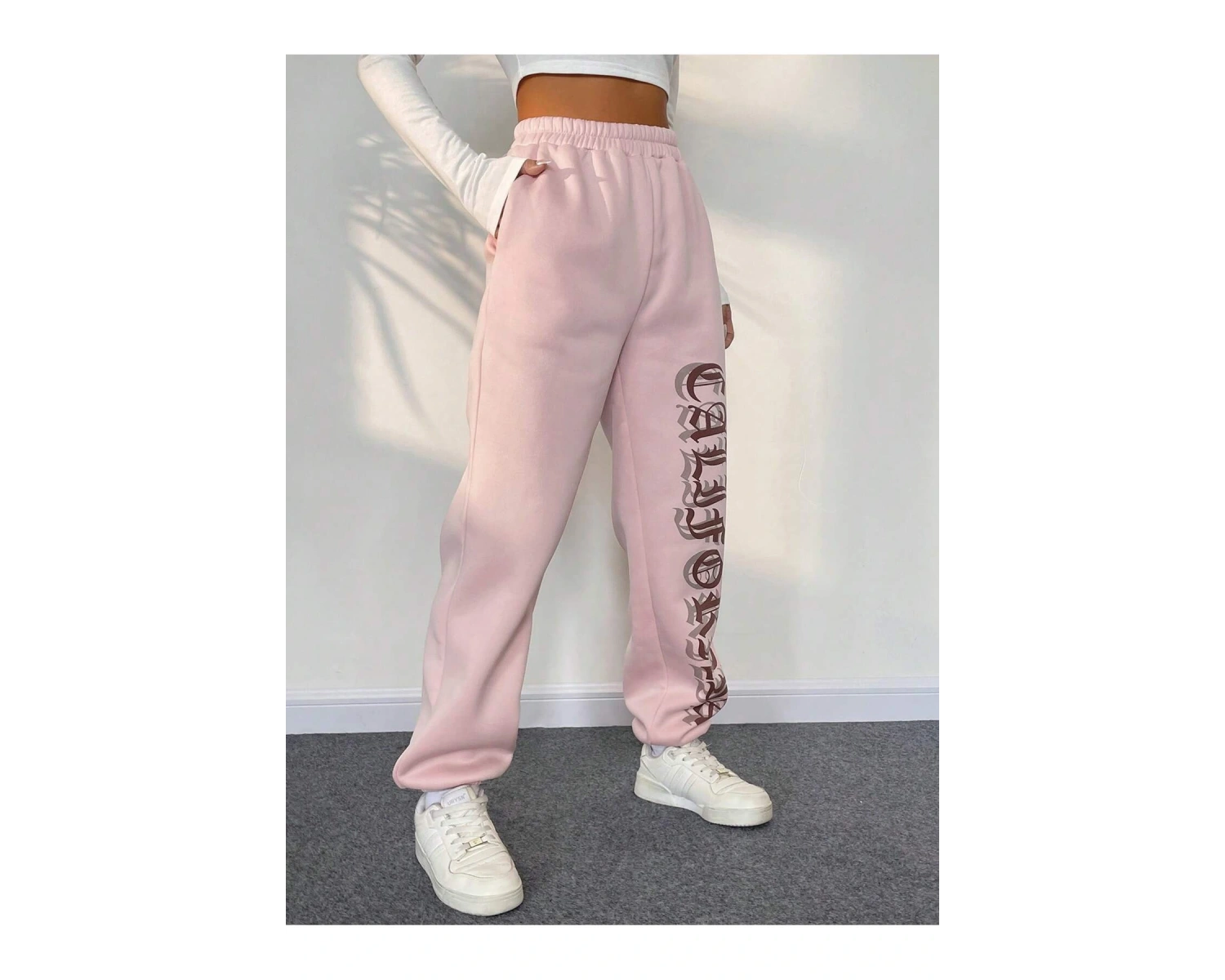 Letter Graphic Elastic Waist 4 Mevsim Eşofman