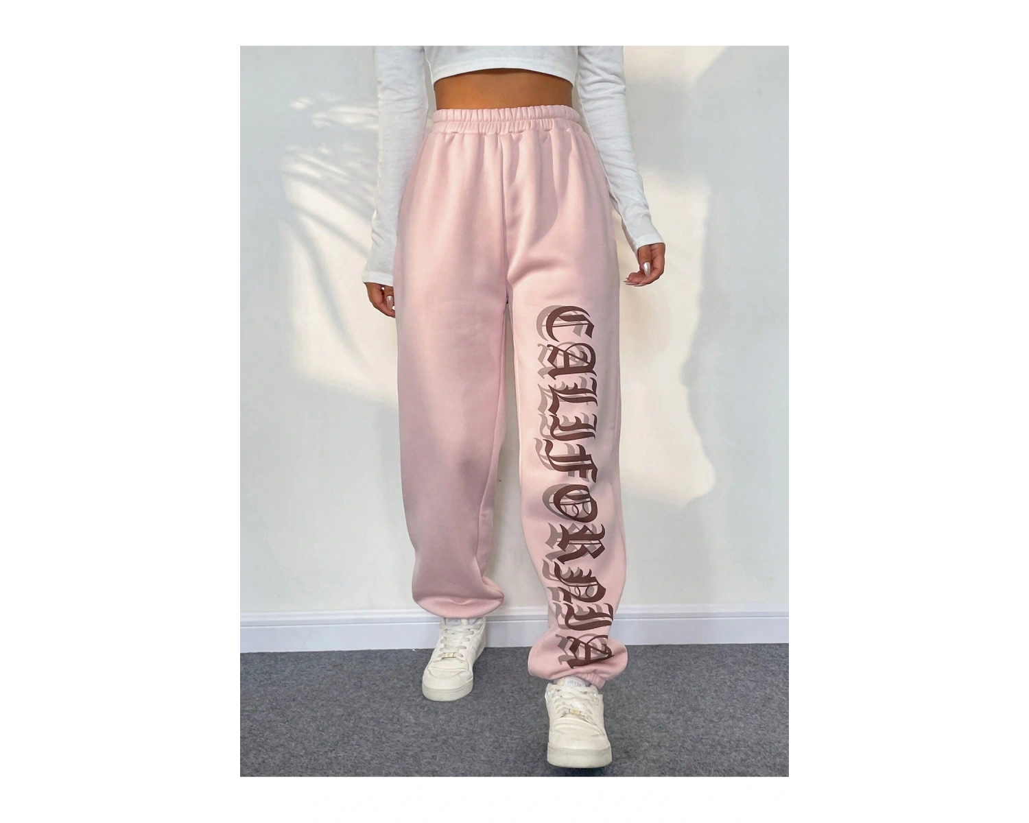 Letter Graphic Elastic Waist 4 Mevsim Eşofman