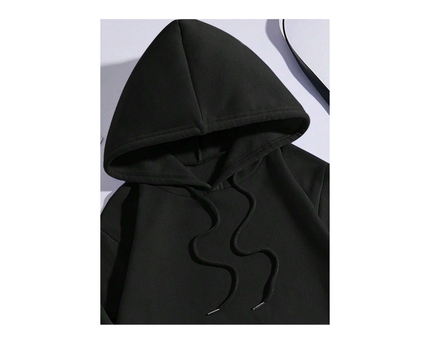 Letter Graphic Kangaroo Pocket Drawstring Lined Hoodie Siyah