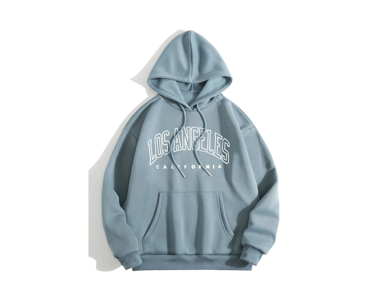 Letter Graphic Kangaroo Pocket Lined Drawstring Hoodie MAVİRENK