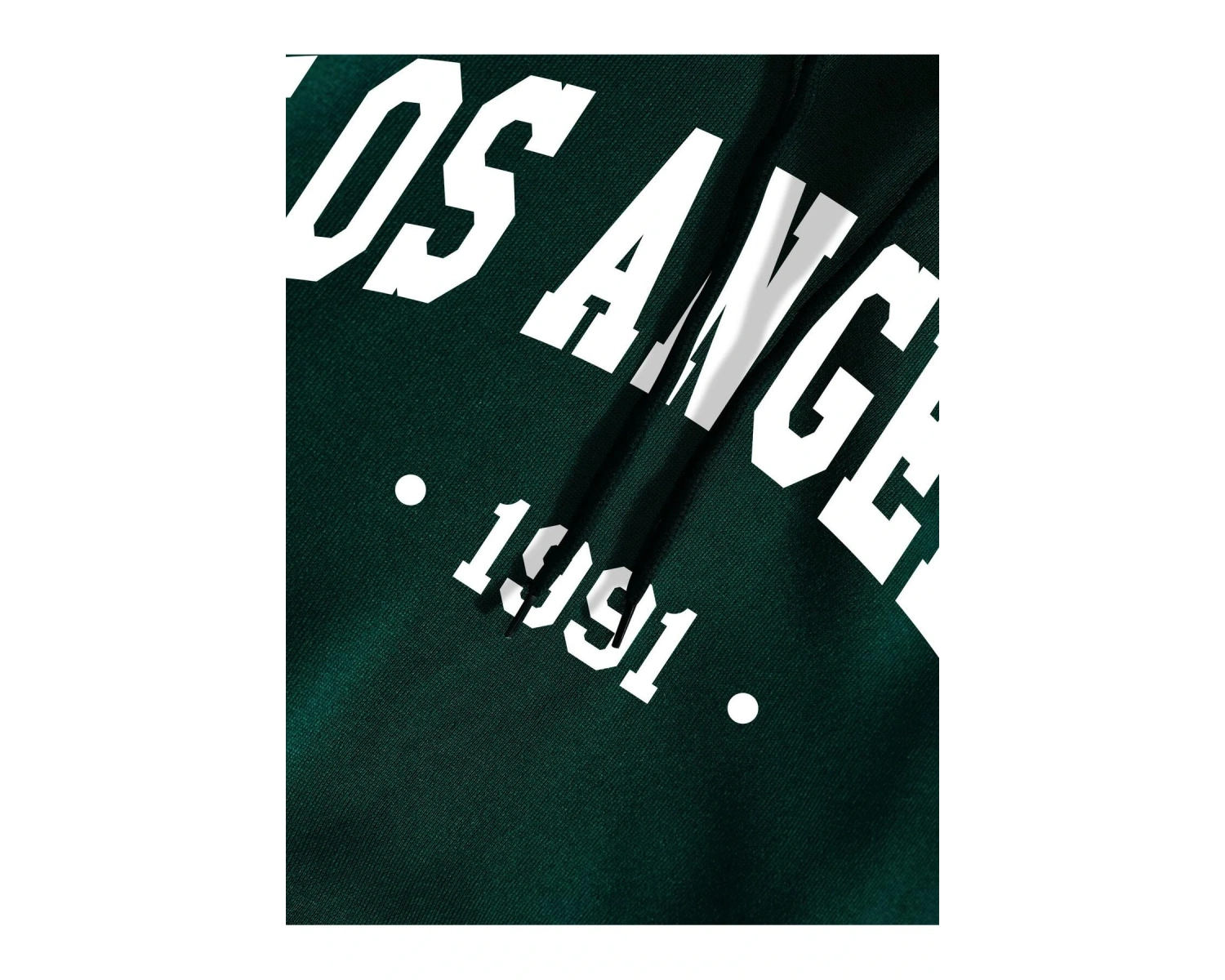 Letter Graphic Lined Kangaroo Pocket Hoodie Yeşil