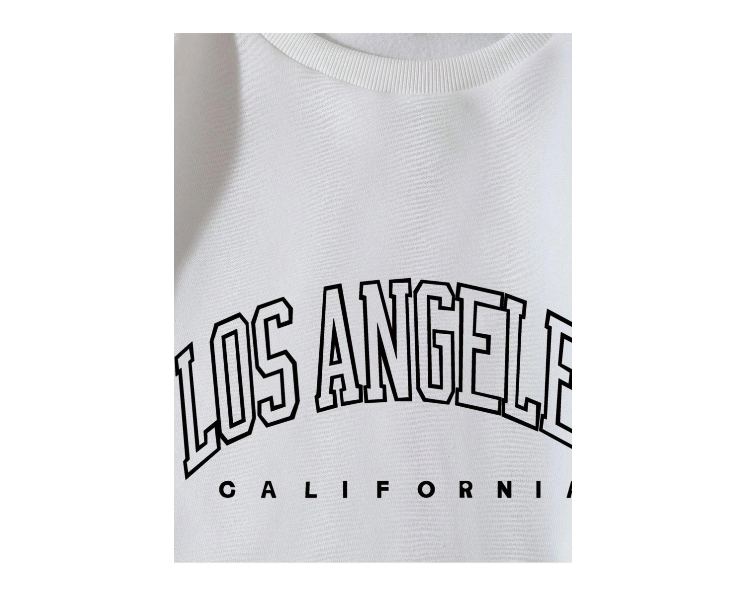 Letter Graphic Lined Sweatshirt Beyaz