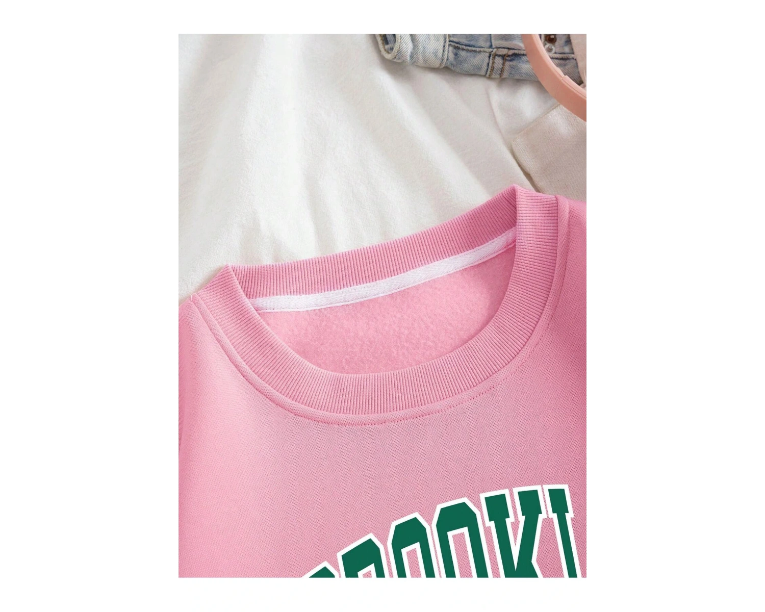 Letter Graphic Lined Sweatshirt Pembe