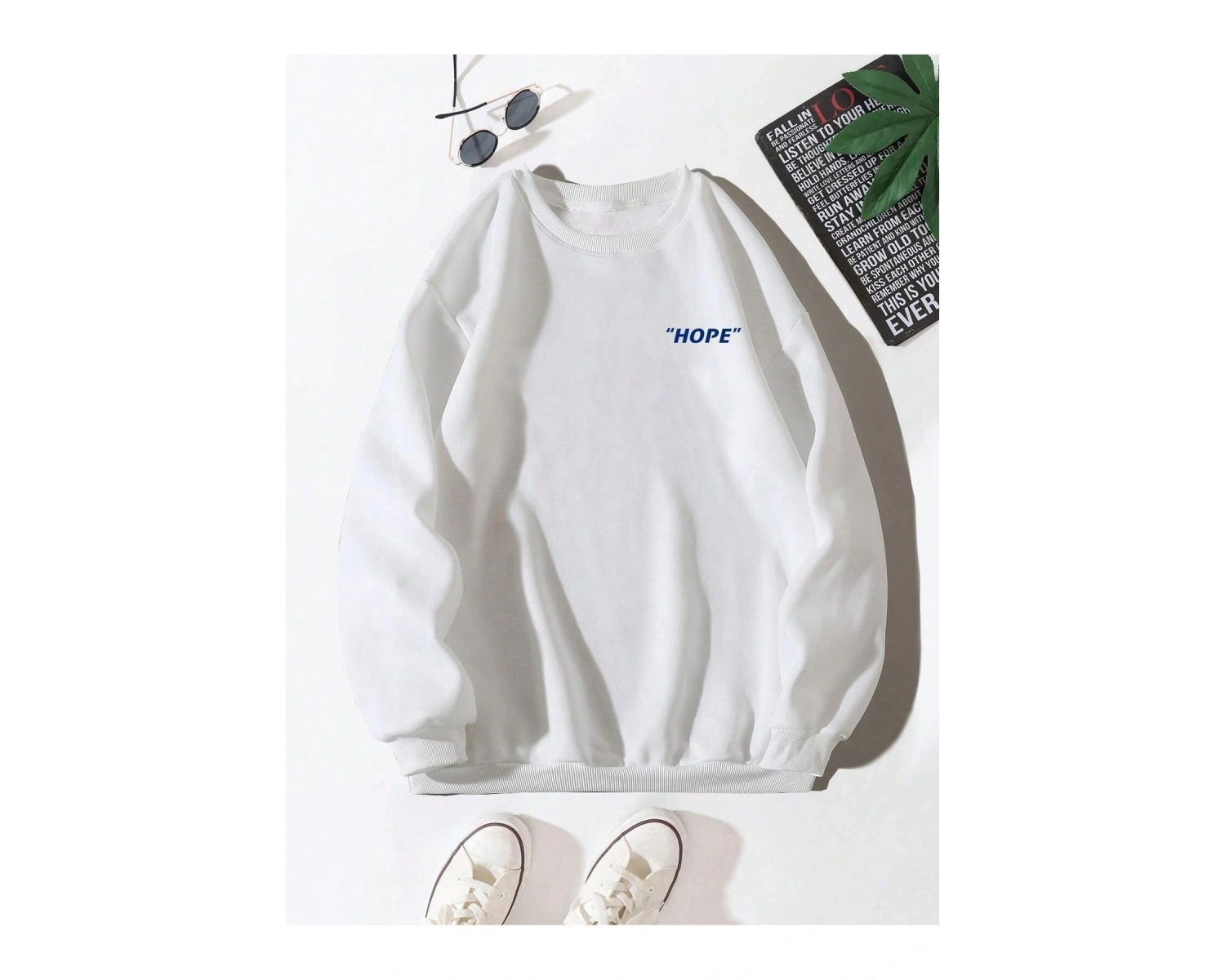 Letter Graphic Sweatshirt Beyaz