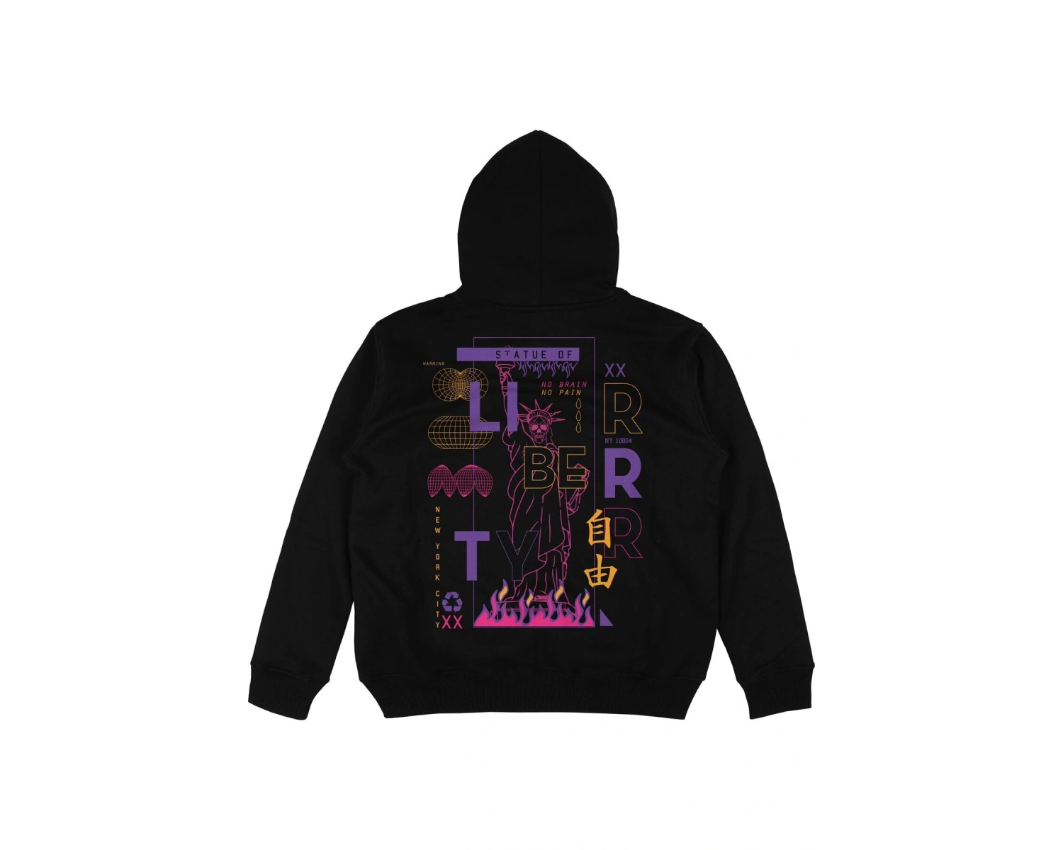 Liberta Siyah Oversize Unisex Kapüşonlu Sweatshirt Hoodie