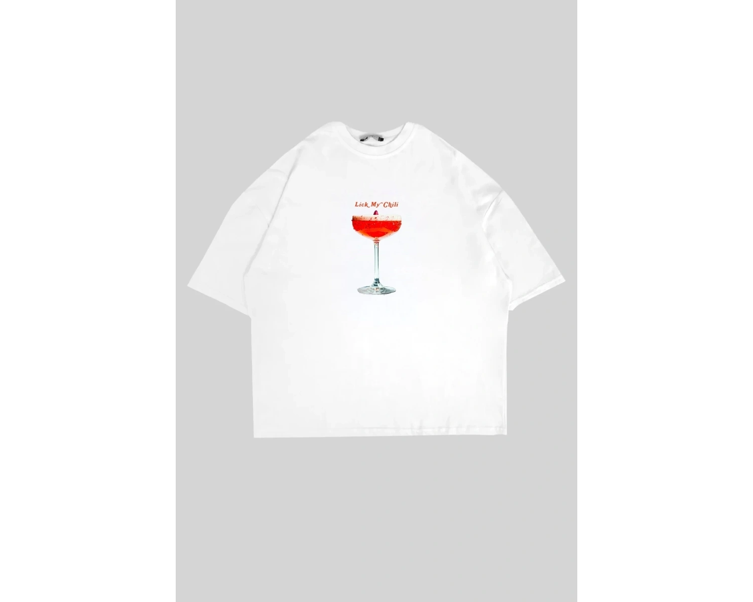 Lick My Chili Baskılı Beyaz Oversize Unisex