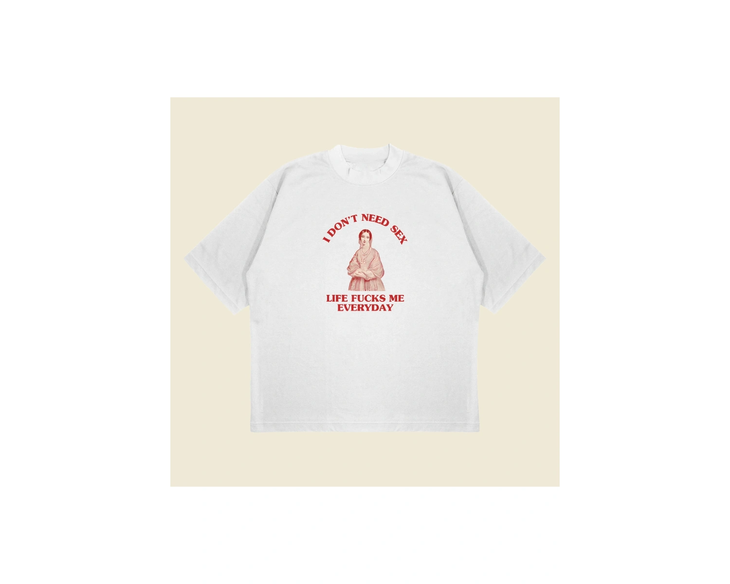 Lifefucksmeeveryday Baskılı Oversize Unisex Pamuklu Nefes Alan Kalın Kumaşlı