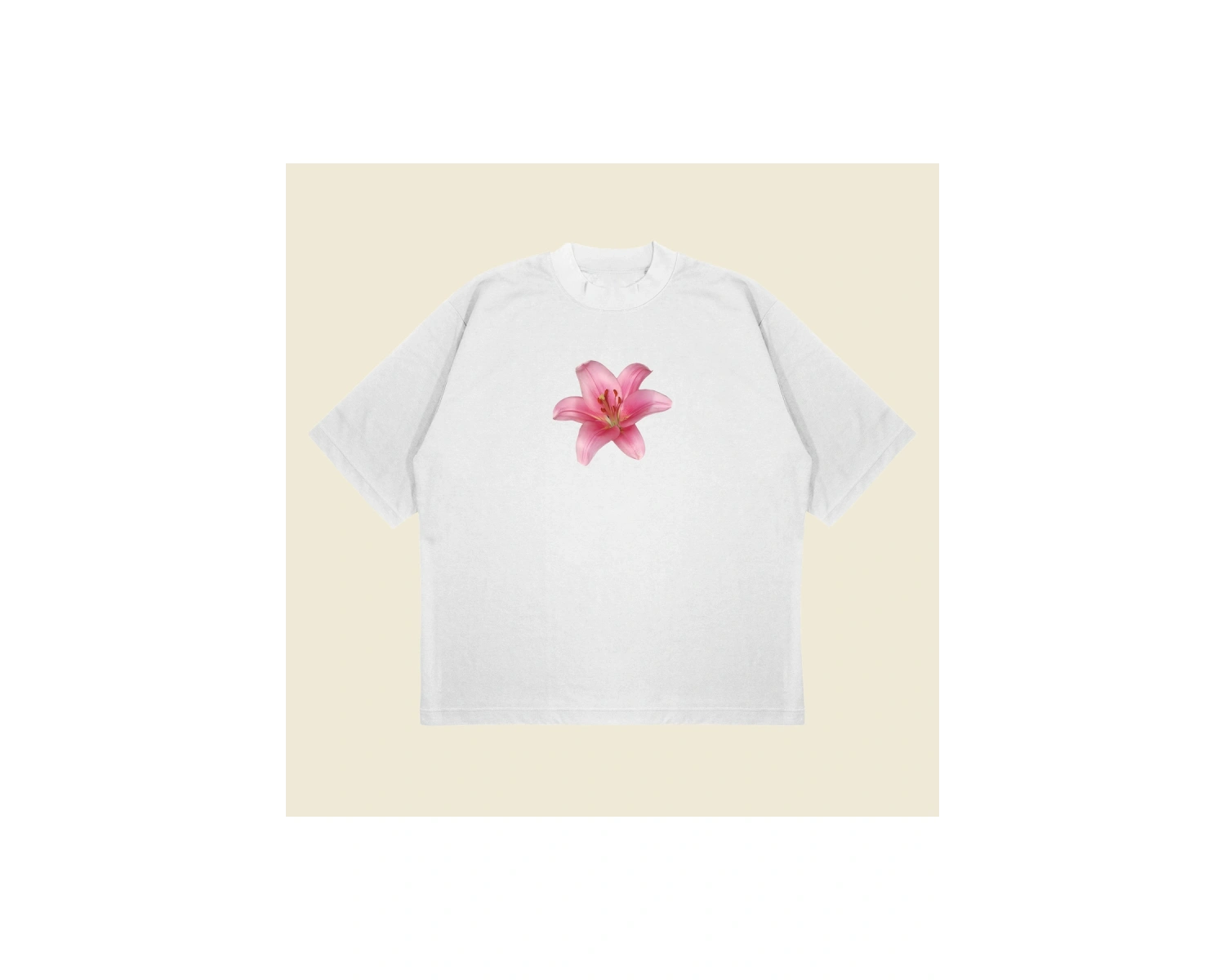 Lillium Baskılı Oversize Unisex Pamuklu Nefes Alan Kalın Kumaşlı