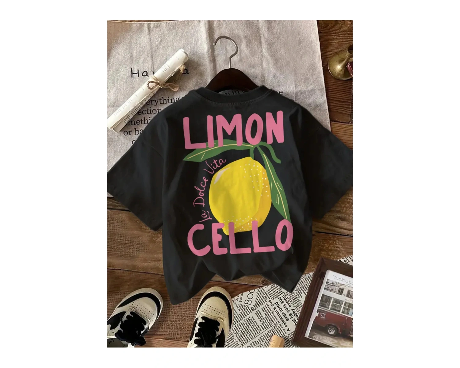 Limon Cello Baskılı Unisex Oversize
