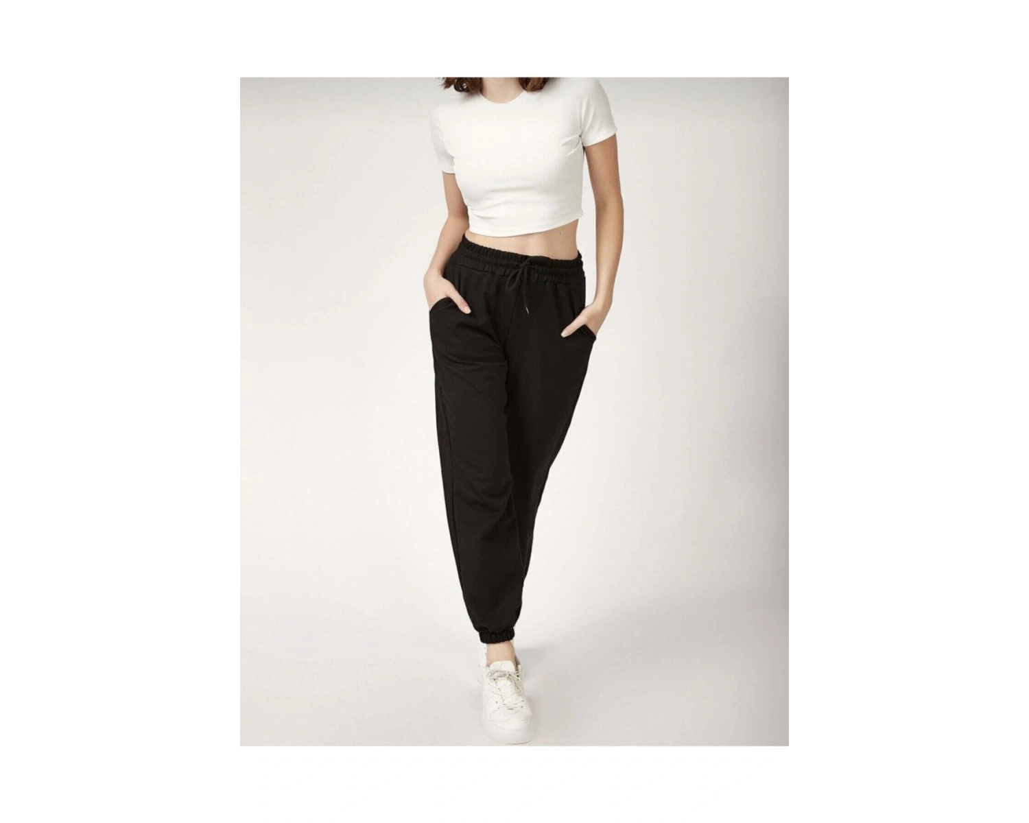 Lion Company Kadın Siyah Paçası Lastikli Eşofman ESF01