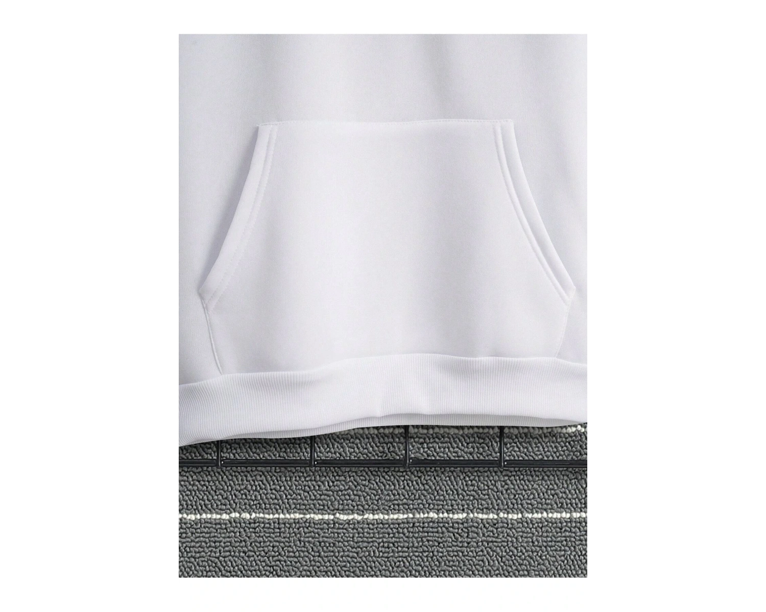 Lip Print Kangaroo Pocket Drawstring Hoodie Beyaz