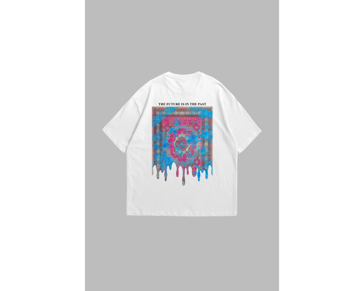 Liquid Rug Baskılı Oversize Unisex Beyaz