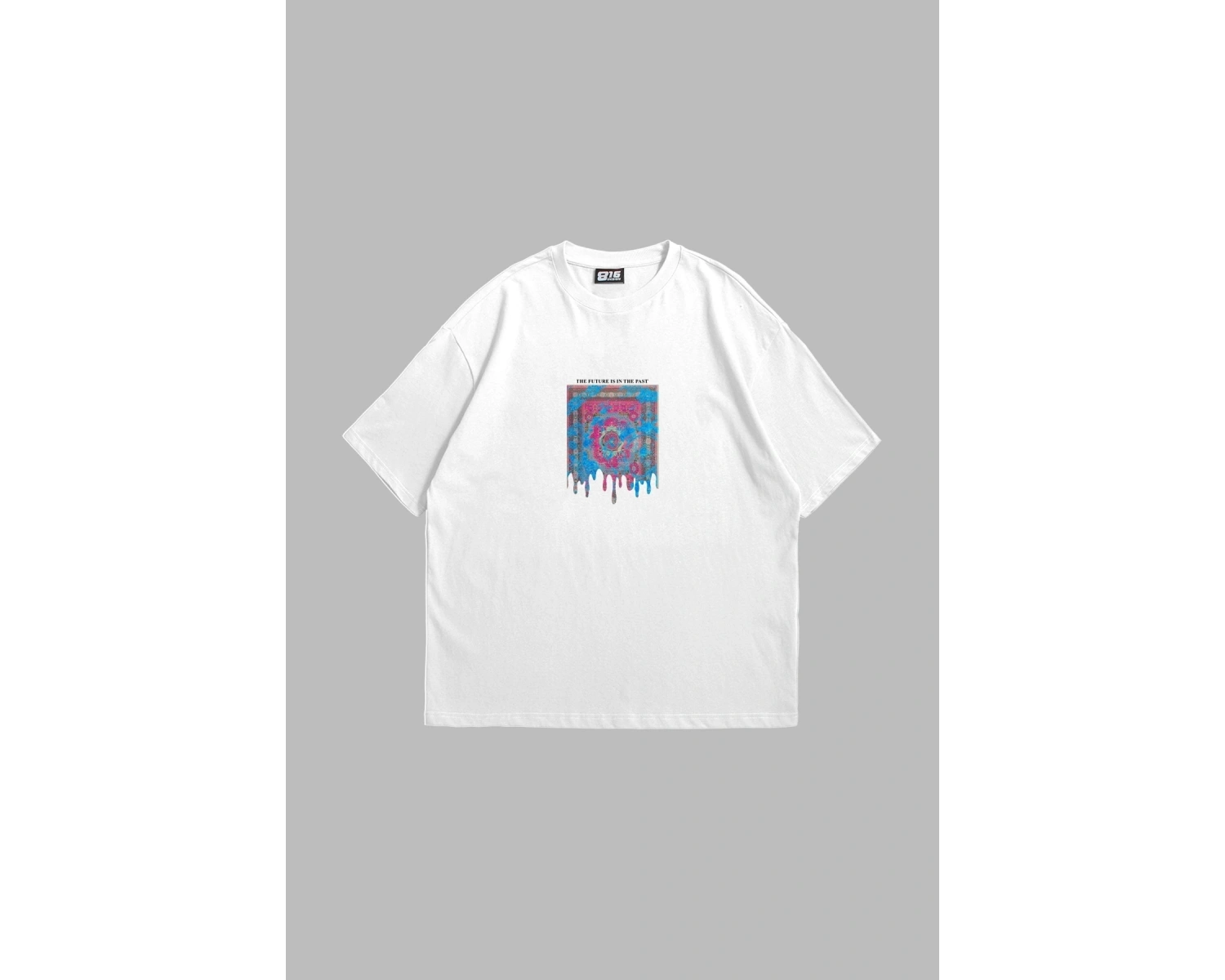 Liquid Rug Baskılı Oversize Unisex Beyaz