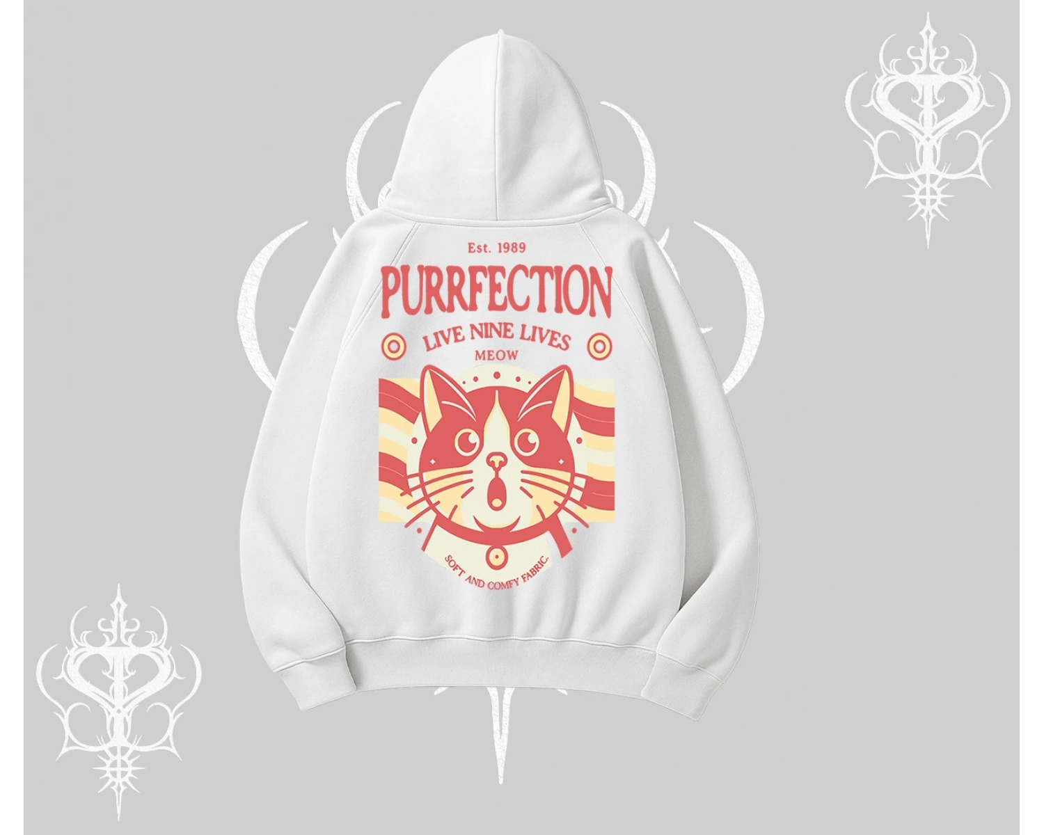 Live Nine Lives Kedi Tasarımlı Kapşonlu Sweatshirt