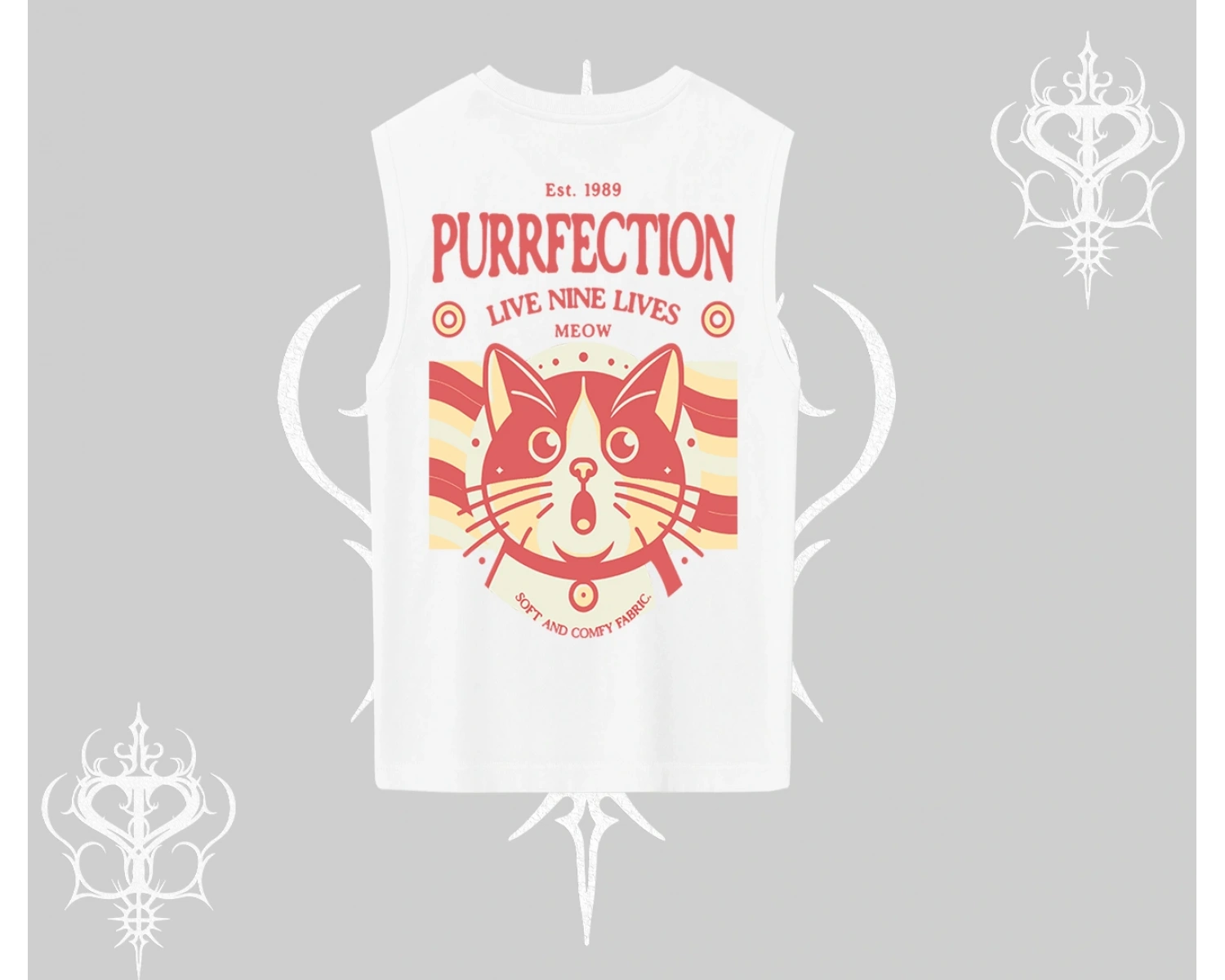 Live Nine Lives Kedi Tasarımlı Kolsuz Tshirt