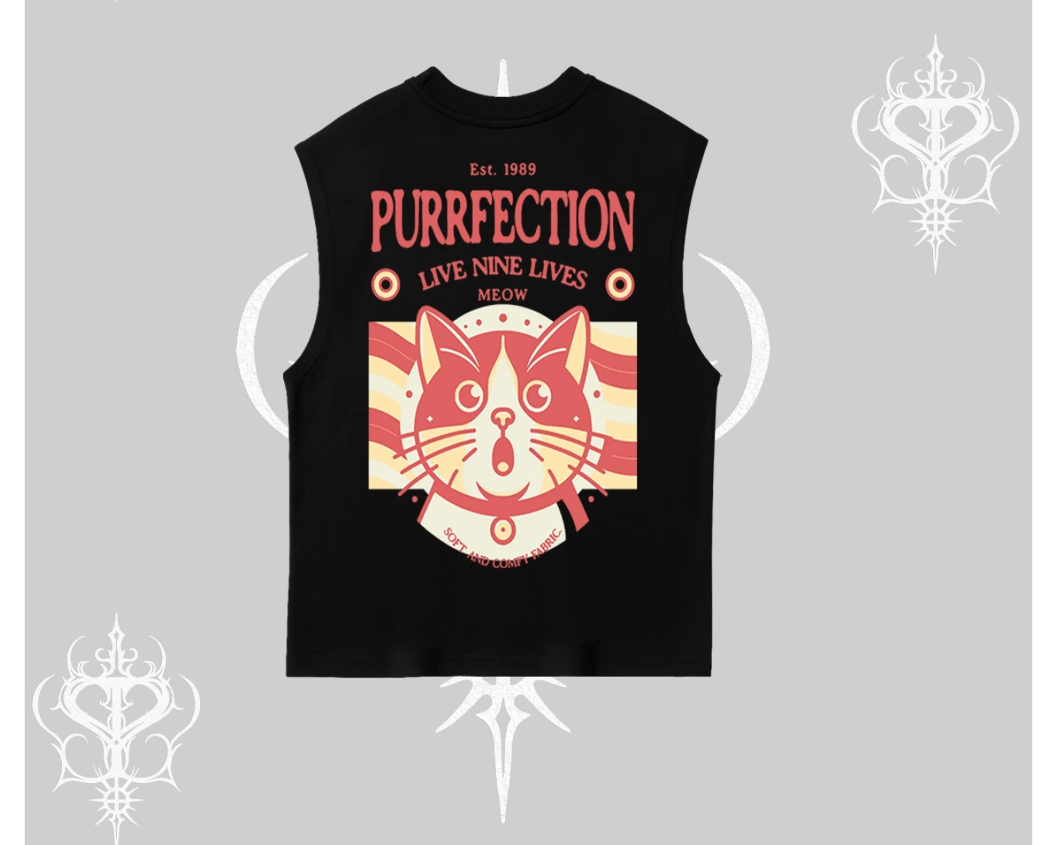 Live Nine Lives Kedi Tasarımlı Kolsuz Tshirt