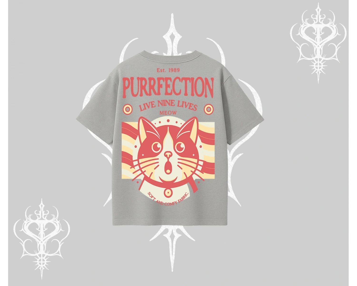 Live Nine Lives Kedi Tasarımlı Oversize Tshirt