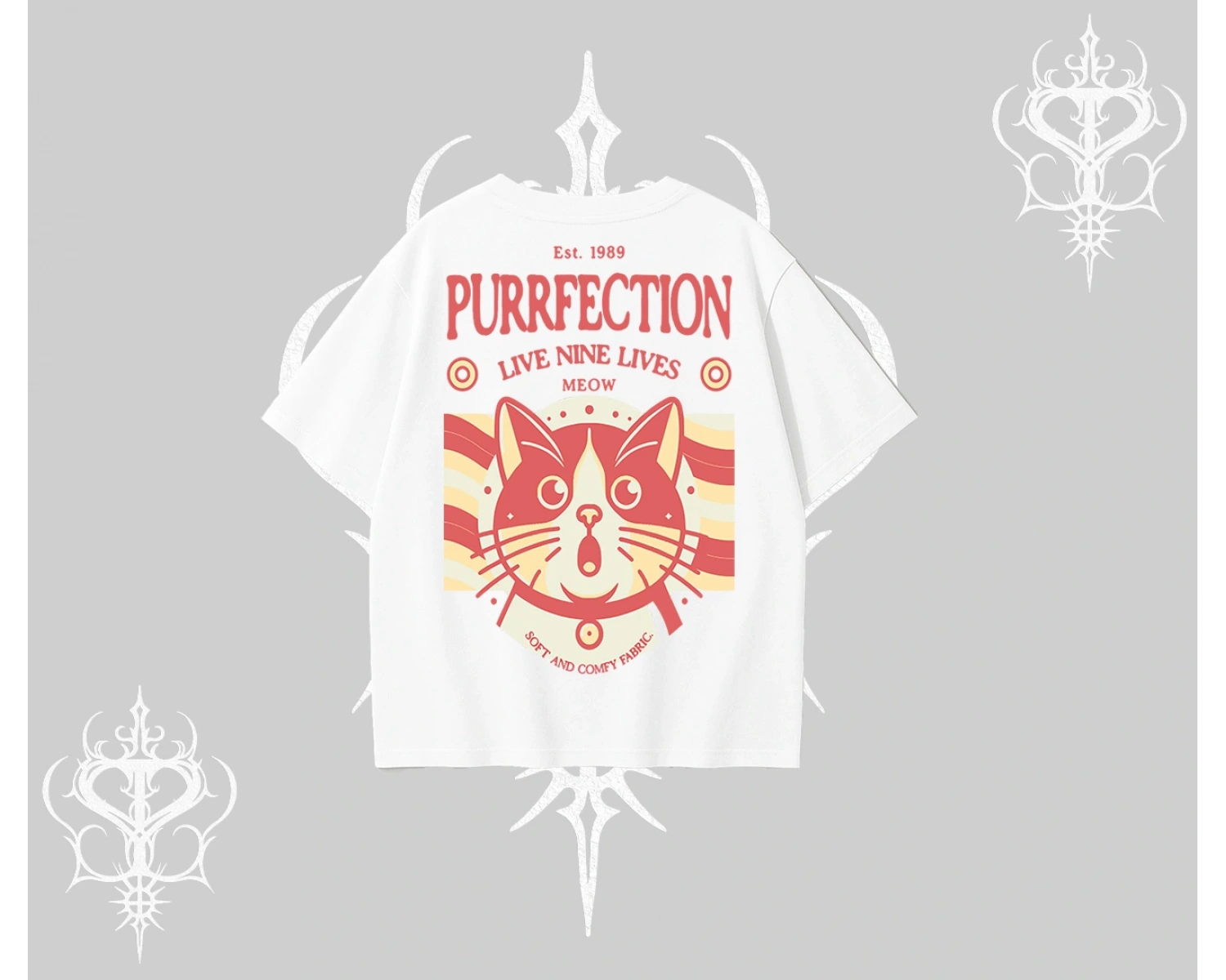 Live Nine Lives Kedi Tasarımlı Oversize Tshirt