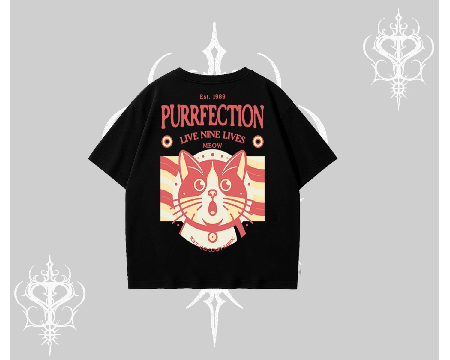 Live Nine Lives Kedi Tasarımlı Oversize Tshirt