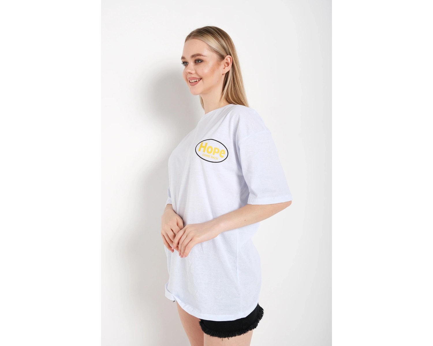 Logo Baskılı Beyaz Tişört Hope