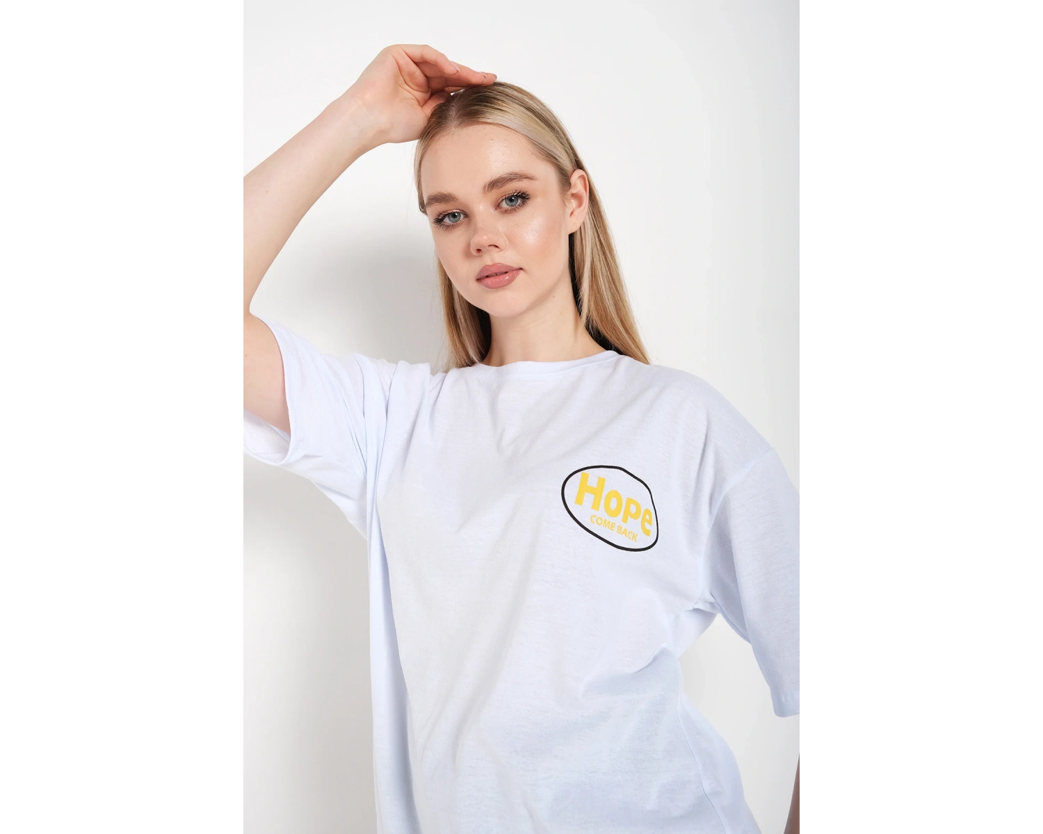 Logo Baskılı Beyaz Tişört Hope