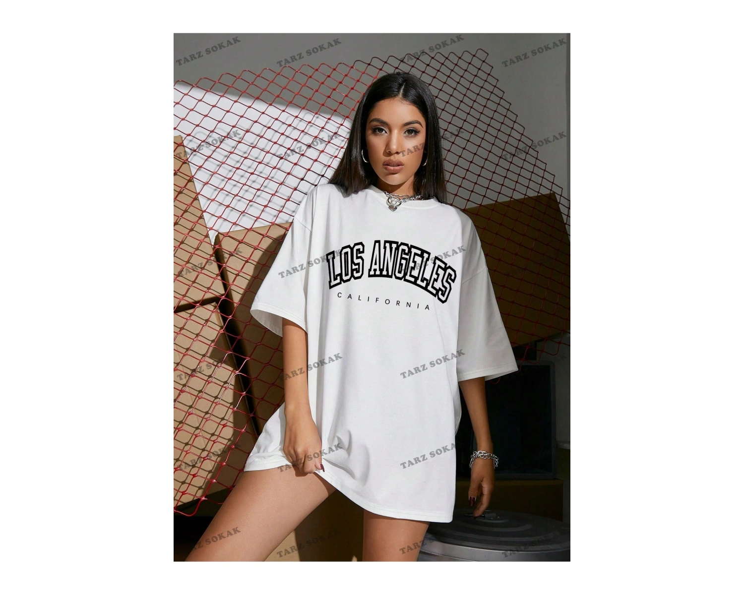 Los Angeles Baskılı Oversize Kalıp Unisex T-shirt