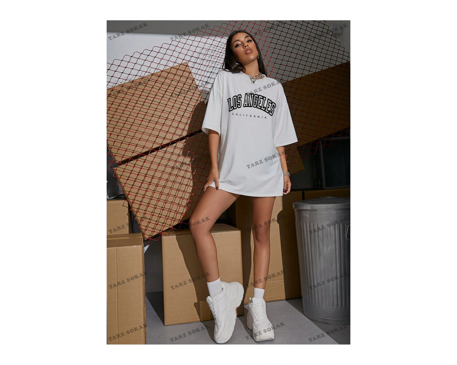 Los Angeles Baskılı Oversize Kalıp Unisex T-shirt