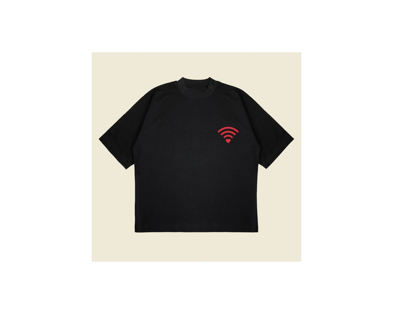 Love Wifi Baskılı Oversize Unisex Pamuklu Nefes Alan Kalın Kumaşlı