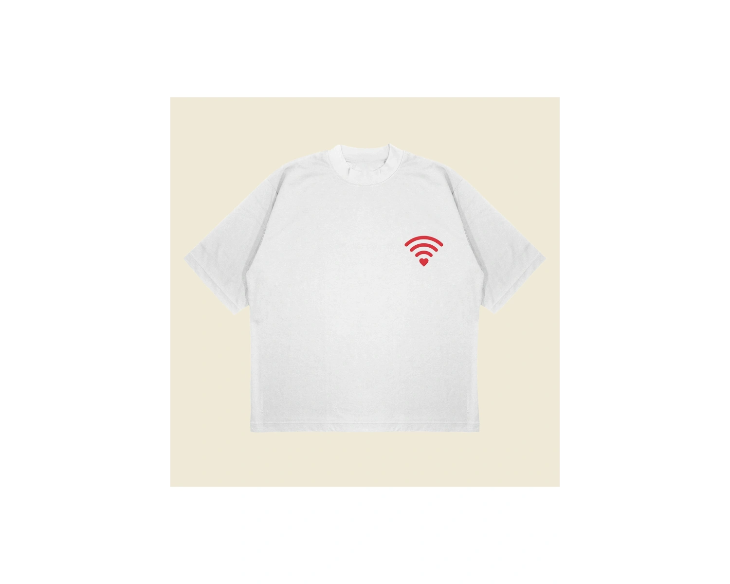 Love Wifi Baskılı Oversize Unisex Pamuklu Nefes Alan Kalın Kumaşlı