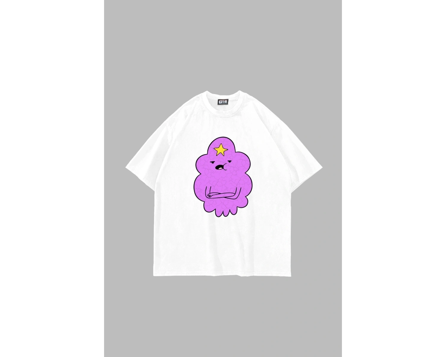 Lumpy Space Princess Baskılı Oversize Unisex Beyaz