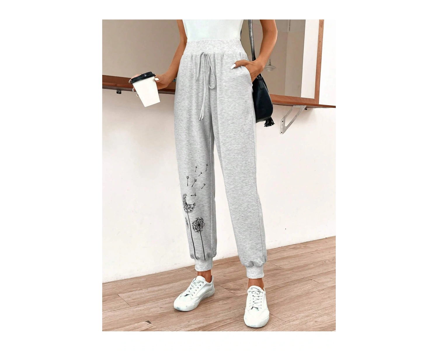 LUNE Dandelion Print Knot Front 4 Mevsim Eşofman