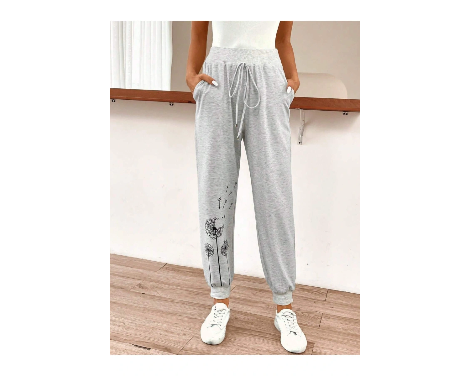 LUNE Dandelion Print Knot Front 4 Mevsim Eşofman