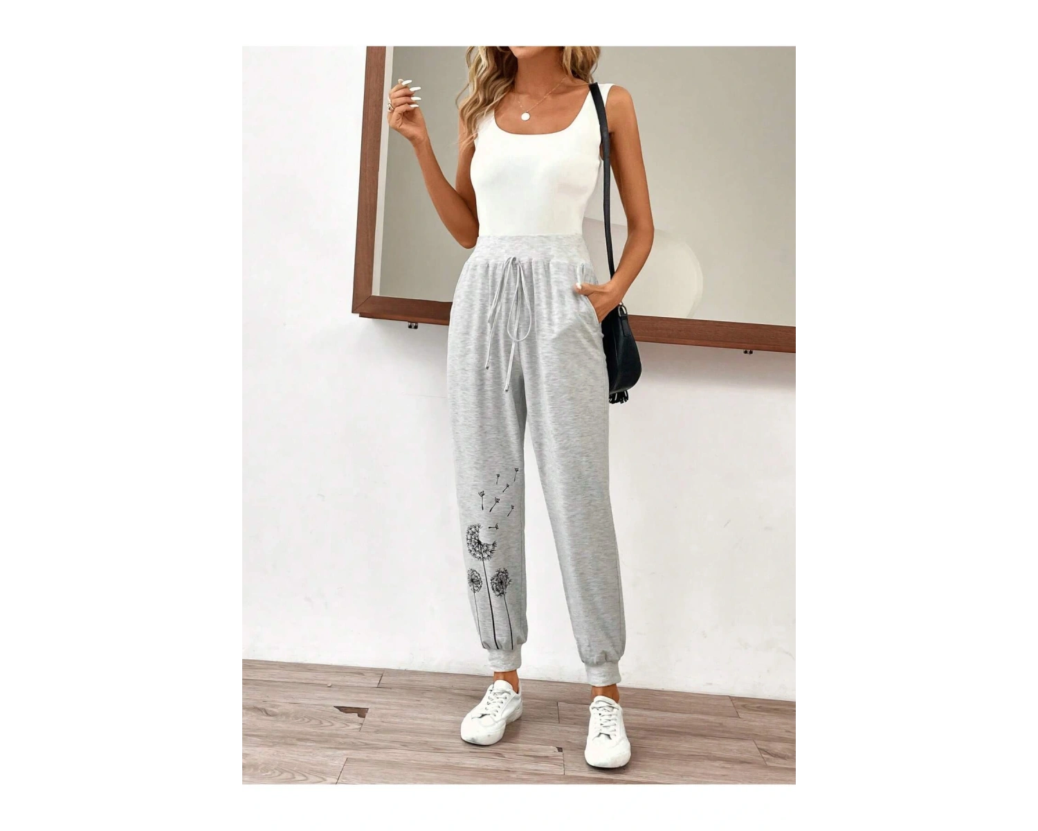 LUNE Dandelion Print Knot Front 4 Mevsim Eşofman