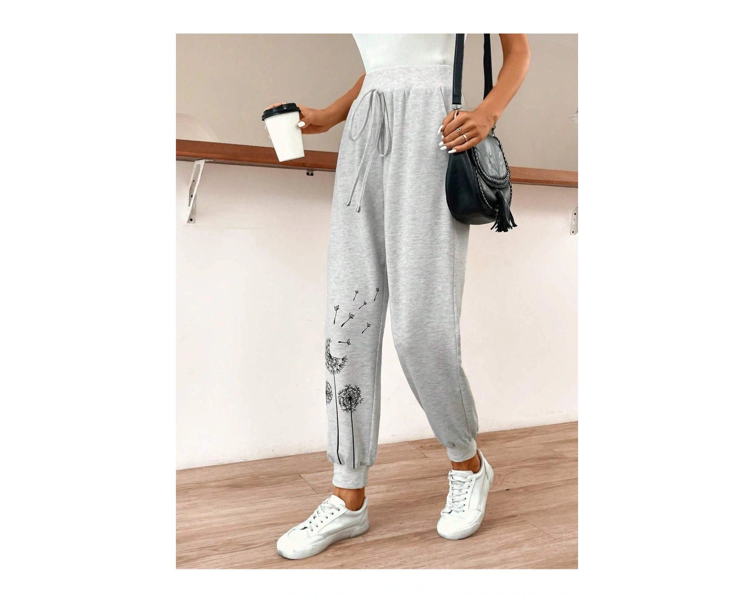 LUNE Dandelion Print Knot Front 4 Mevsim Eşofman