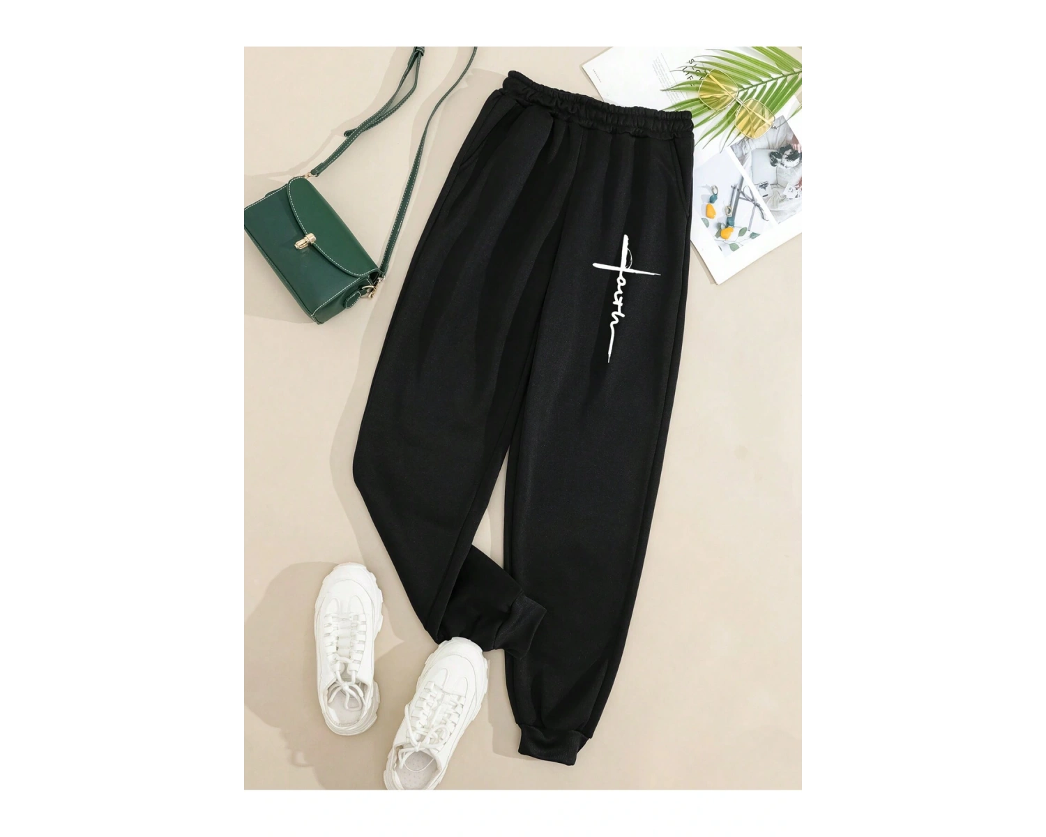 LUNE Kadın Baskılı Tasarım Bol Kesim Günlük Eşofman Altı