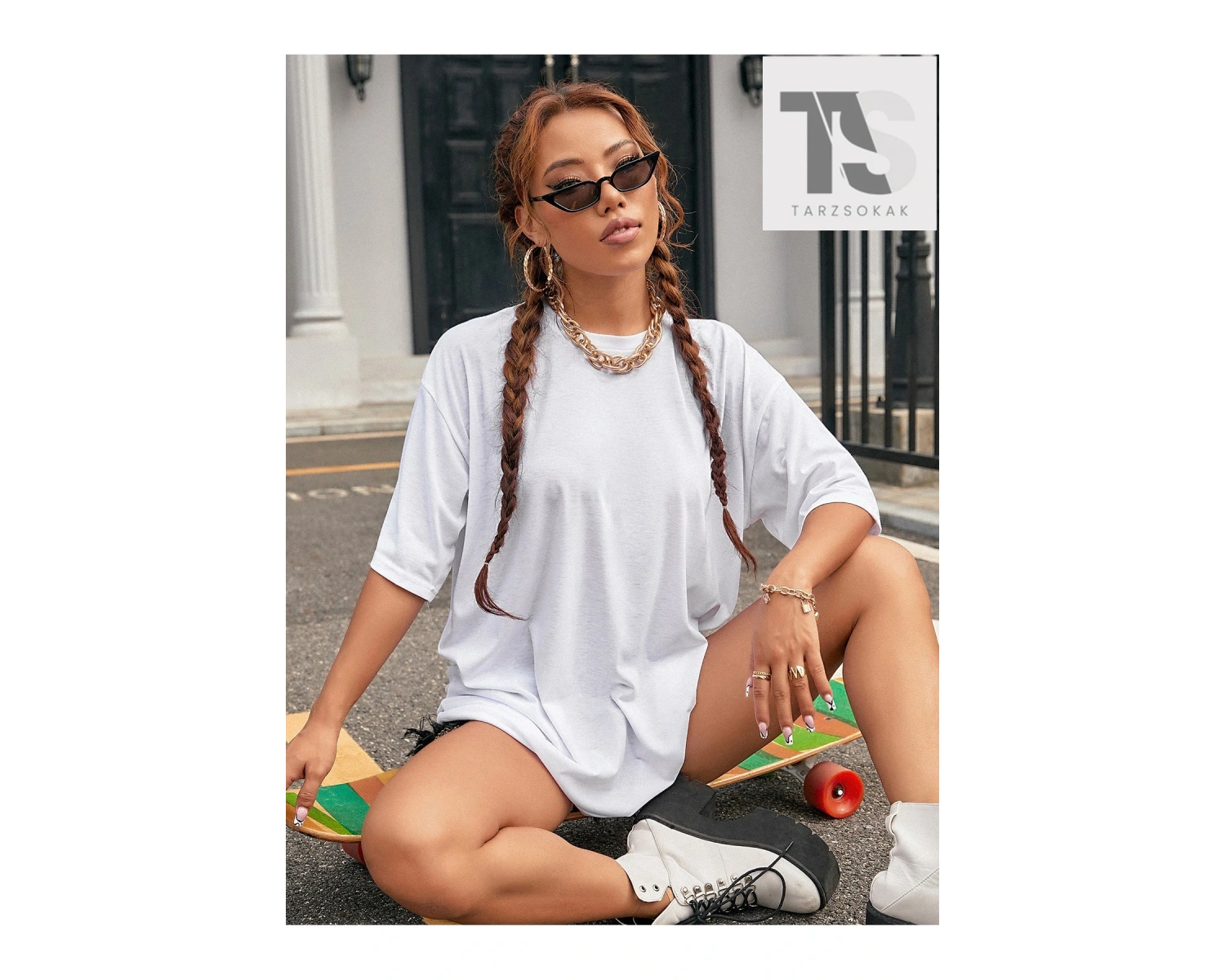 LUNE Katı Düşük Omuz Tişört