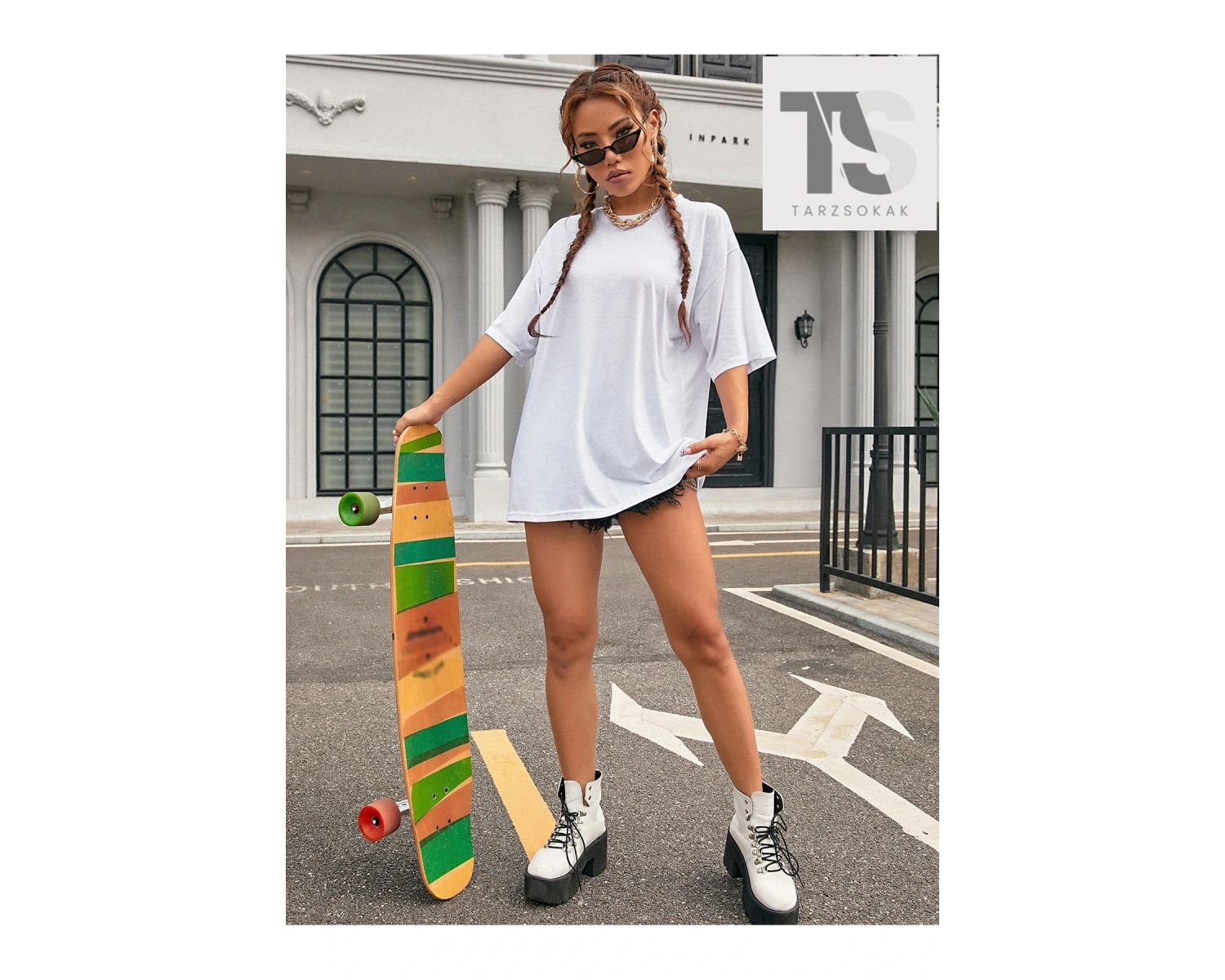 LUNE Katı Düşük Omuz Tişört