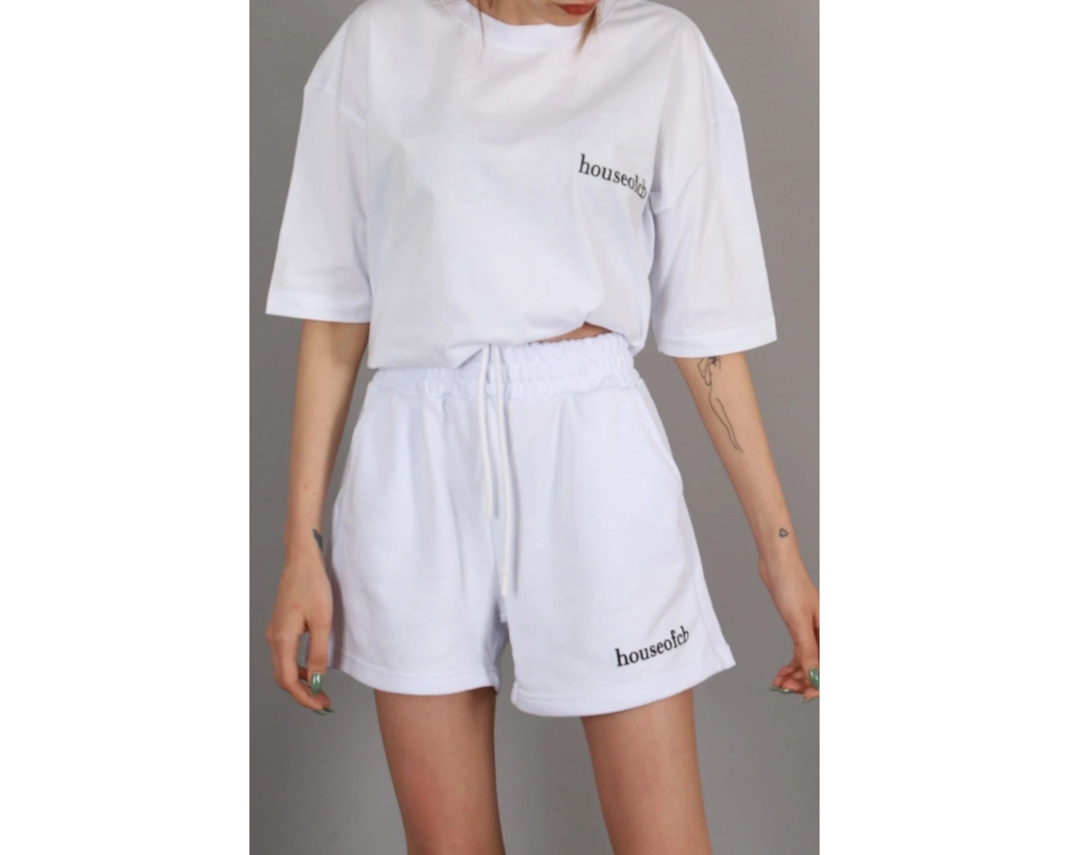 Madmext Mad Girls Beyaz Kadın Şort Takım Mg1410 MG1410