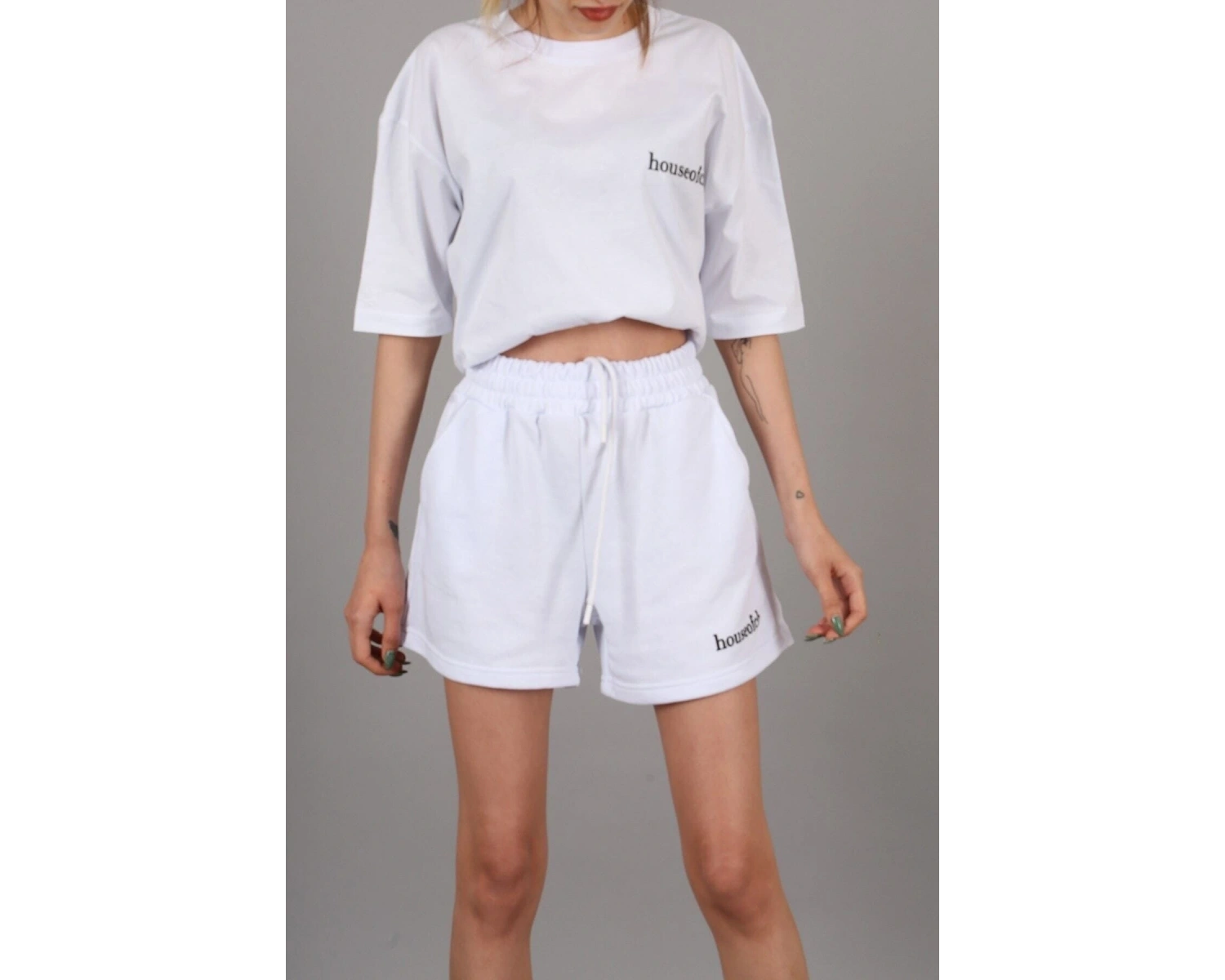 Madmext Mad Girls Beyaz Kadın Şort Takım Mg1410 MG1410