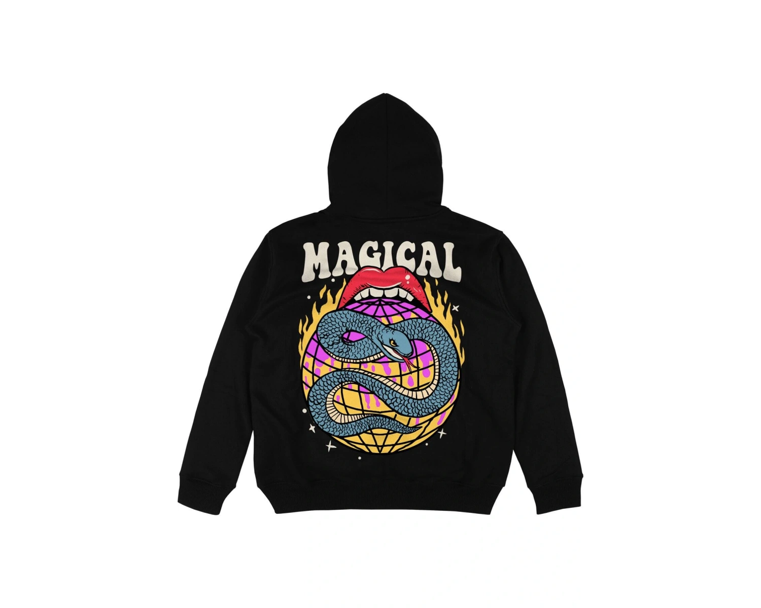 Magical Siyah Oversize Unisex Kapüşonlu Sweatshirt Hoodie