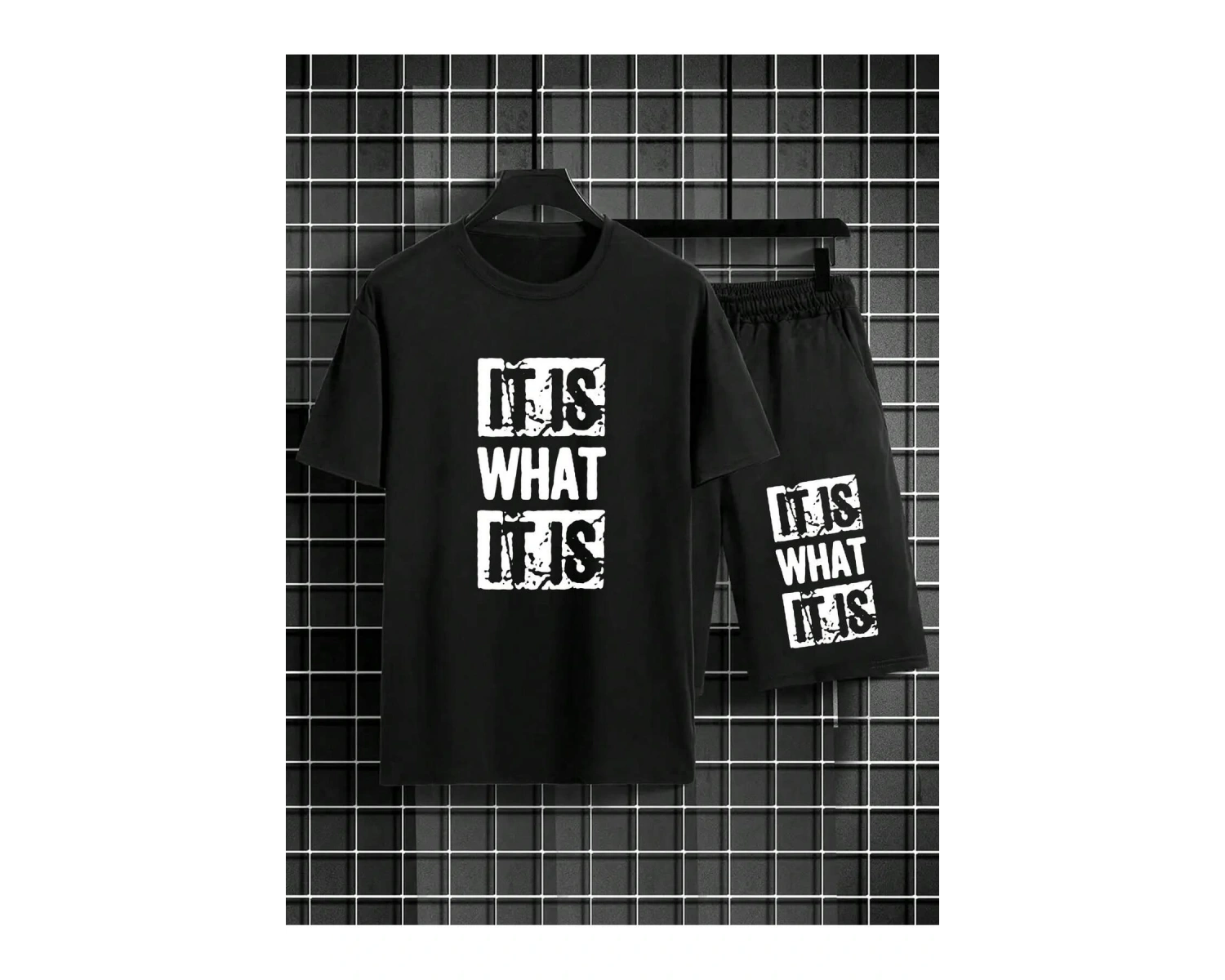 Manfinity EMRG Erkek Grafik Baskılı Tişört Ve Şort Takımı