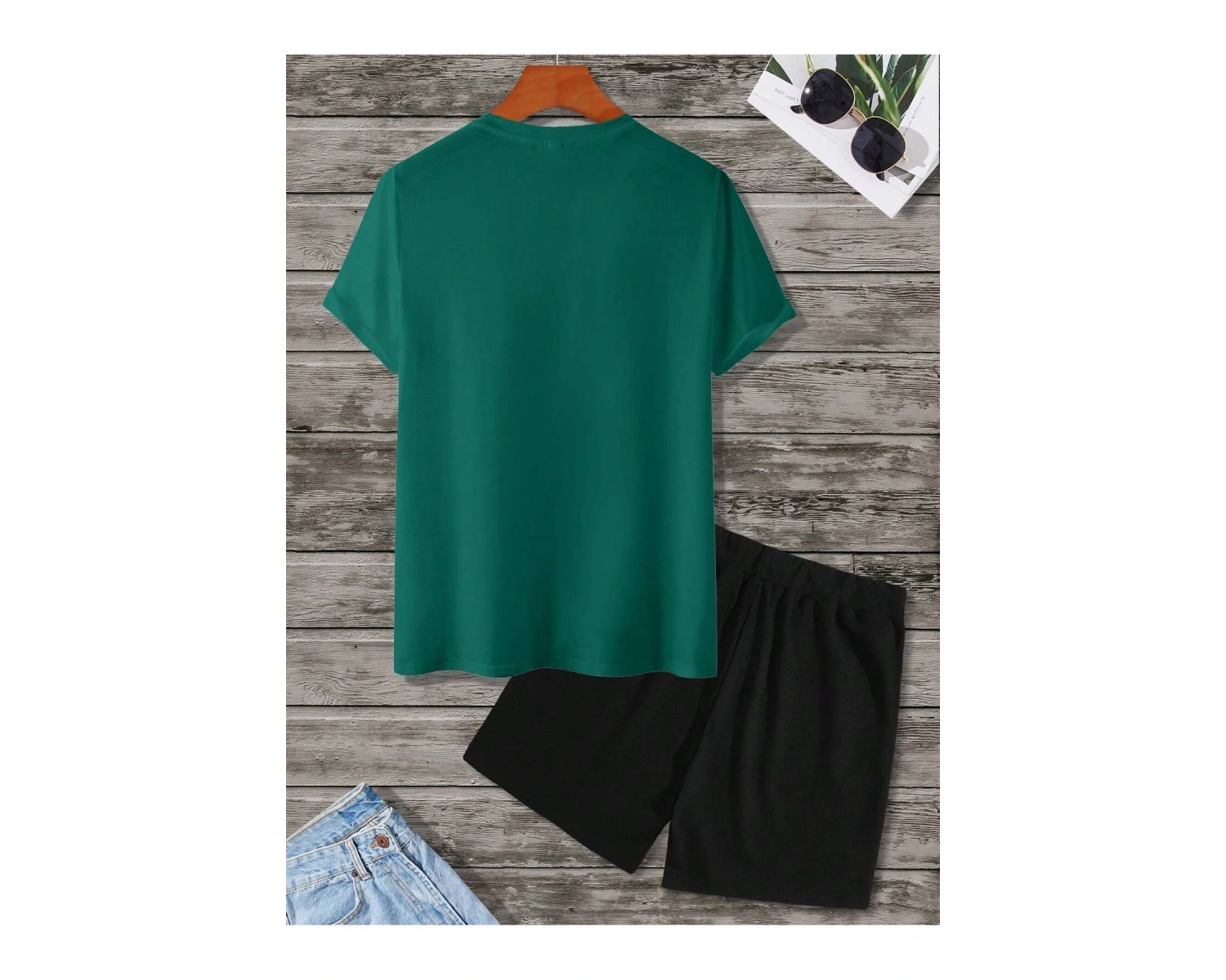 Manfinity Homme 2 Adet/Takım Erkek Çiçek Desenli Tişört Ve Şort Takımı